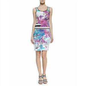 NWT Clover Canyon Neoprene Tank Dress Floral Santorini Stripe Small
